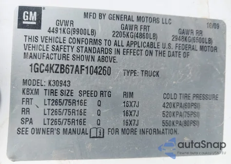 2010 Chevrolet Silverado 3500Hd Work Truck from USA, damaged, VIN 1GC4KZB67AF104260